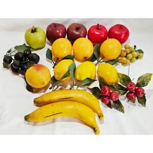 Realistic Lifelike Faux Fruit Decorations Plastic 18 Pieces Made In Hong Kong